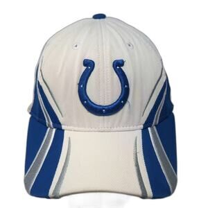 Indianapolis Colts NFL Reebok Hat White Blue One Size OSFA Sideline Stretch Fit
